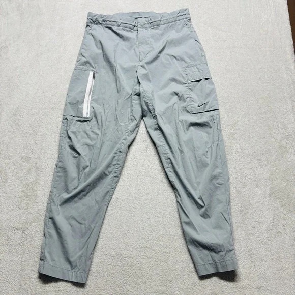 Nike Sportswear Tech Unlined Woven Cargo Pants Mens 34 Gray Stretch Drawstring - Picture 2 of 10